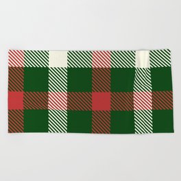 Christmas Tartan Seamless Pattern 10 Beach Towel