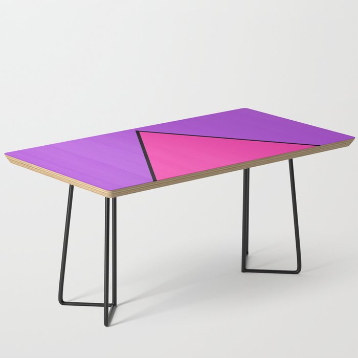 Pink Pyramid Triangle on Purple Background. Coffee Table