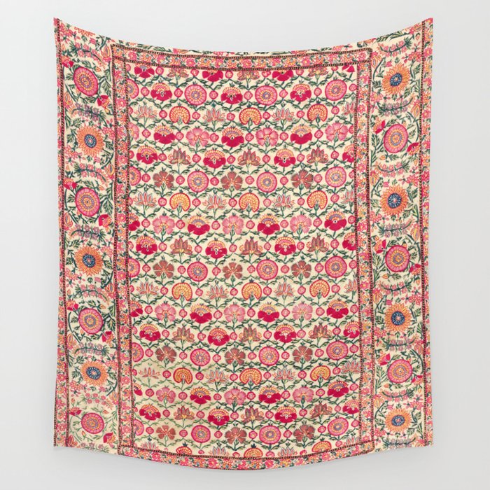 Vintage India Embroidered Textile, 17th Century Wall Tapestry