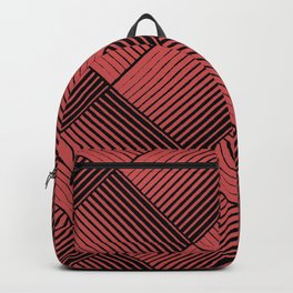 Black and Dark Pink Square Mosaic Stripe Pattern Pairs DE 2022 Trending Color Deep Hibiscus DE5083 Backpack