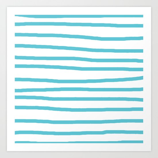 Simply Drawn Stripes in Seaside Blue Art Print