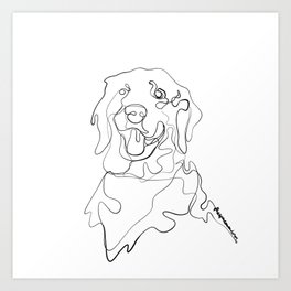 Golden Retriever Puppy One Line Art Art Print