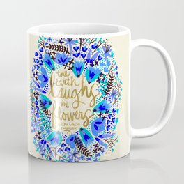 The Earth Laughs in Flowers – Gold & Blue Mug