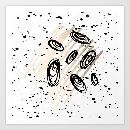 The Visitors - Black White and Gold Art Print