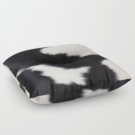 Black Cowhide, Cow Skin Print Pattern, Modern Cowhide Faux Leather Floor Pillow