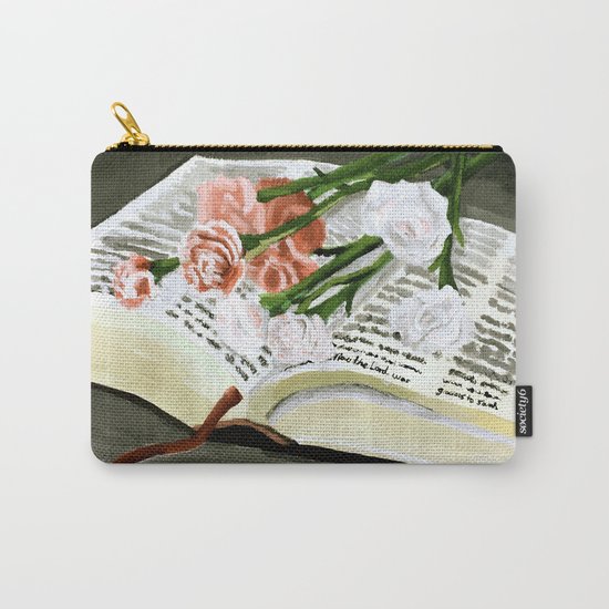 Flowers on Bible Painting Carry-All Pouch