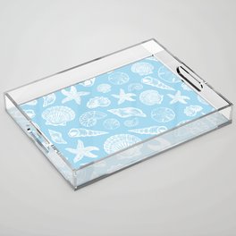 Seashell Print - Light Blue and White Acrylic Tray