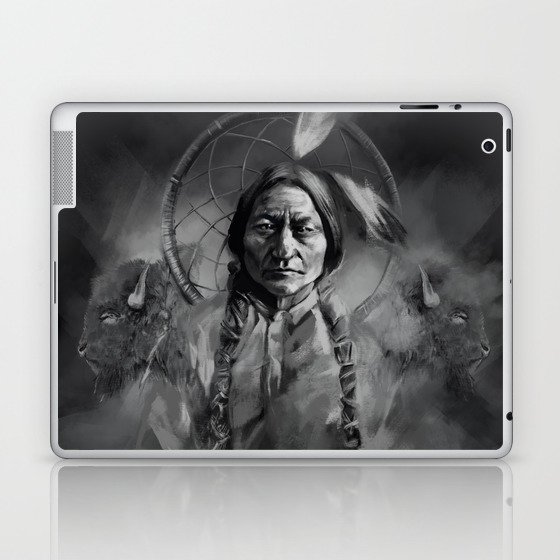 Black and white portrait-Sitting bull Laptop & iPad Skin