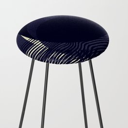 Navy Wavy Lines Eclipsed Counter Stool