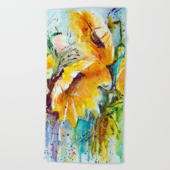 bouquet of sunflowers Beach Towel