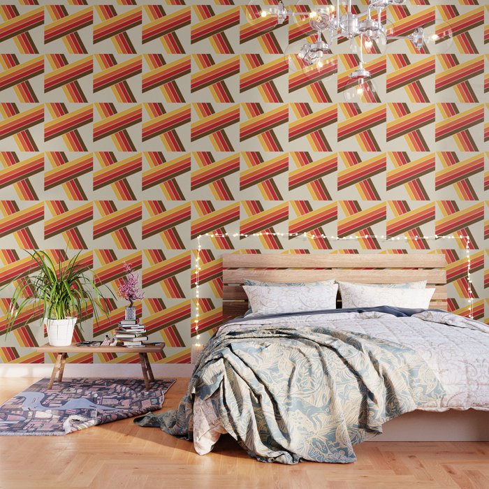 Colorful retro diagonal stripes Wallpaper