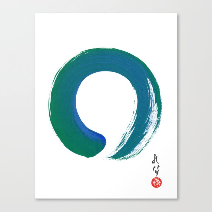 Enso Japanese Art Zen Circle Green Blue Teal Zen Painting