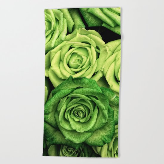 Green Roses Beach Towel