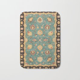 Oushak  Antique Gold Teal Turkish Rug Print Badematte | Pattern, Turkish, Vintage, Bohemian, Ushak, Retro, Boho, Antique, Tribal, Carpet 