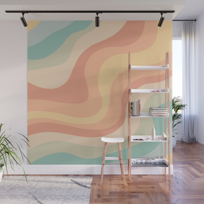 Vintage groovy waves Wall Mural