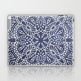 Mandala Vintage White on Ocean Fog Gray Laptop Skin