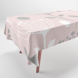 Cute Floral Prints, White and Gray on Pink Tablecloth