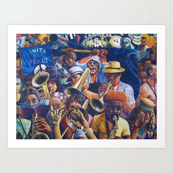 African American masterpiece 'Harlem Jazz for Peace' landscape musical black lives matter landscape painting Art Print