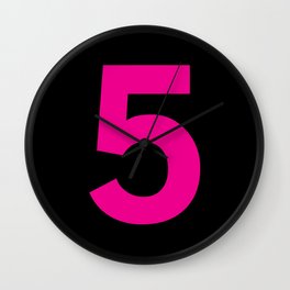Number 5 (Magenta & Black) Wall Clock