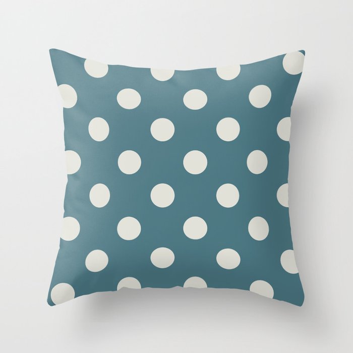 Blue and White Polka Dot Pattern Throw Pillow