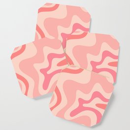 Retro Liquid Swirl Abstract in Soft Pink Coaster