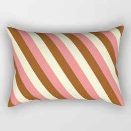 [ Thumbnail: Light Coral, Brown & Light Yellow Colored Lined/Striped Pattern Rectangular Pillow ]