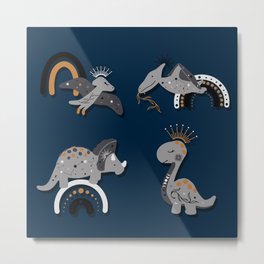 Cute dinosaur illustration with astrology elements Metal Print | Moon, Starsystem, Saurus, Pterodactyl, Trex, Sun, Brontosaurus, Dinosaurs, Cosmic, Astrology 