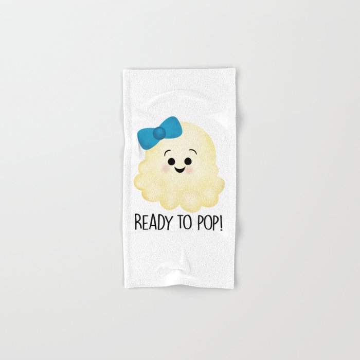 Ready To Pop - Popcorn Blue Bow Hand & Bath Towel