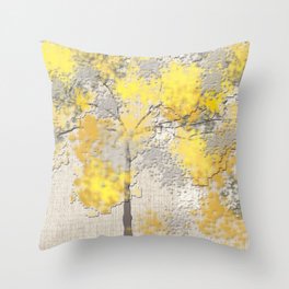 Abstract Yellow and Gray Trees Throw Pillow