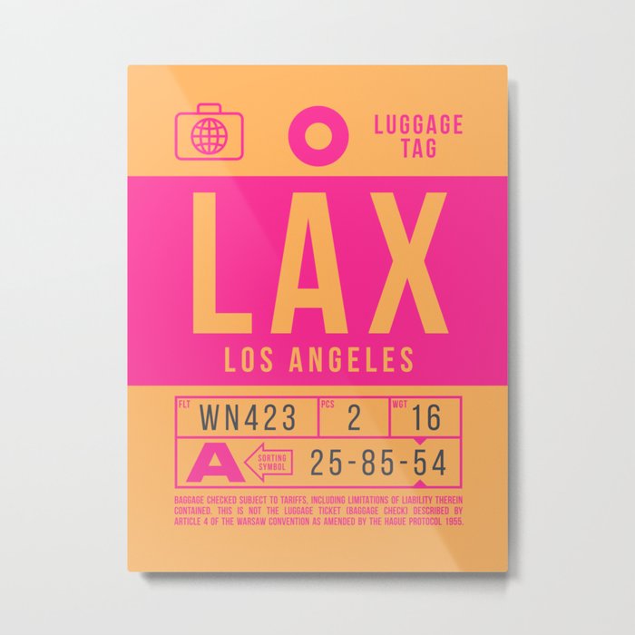 Luggage Tag B - LAX Los Angeles USA Metal Print