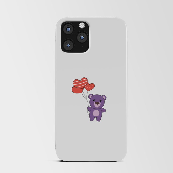 Bear Cute Animals With Hearts Balloons To iPhone Card Case