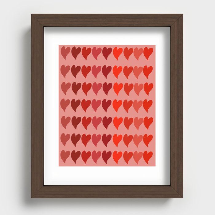 Red Hearts Recessed Framed Print