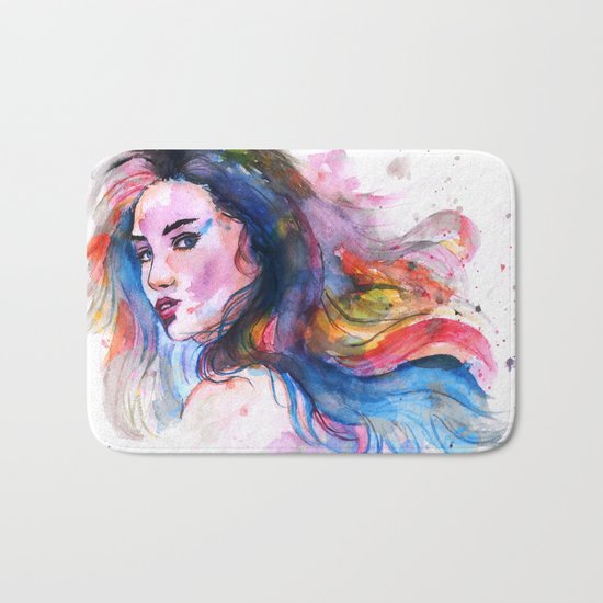 Watercolor portrate Bath Mat