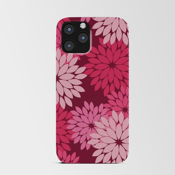 Modern Floral Kimono Print, Fuchsia Pink and Burgundy iPhone Card Case