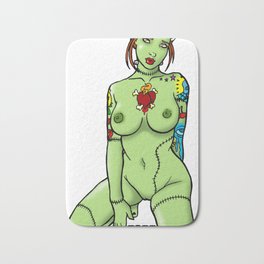 Franky Tats Nude Bath Mat | Zombie, Artmonster, Tattoos, Monster, Drawing, Pinup, Revenant, Tattoo, Sorrell, Naked 