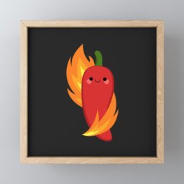 Red chili peppers and fire Framed Mini Art Print