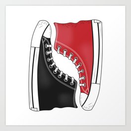 Converse Shoes. Black and Red Art Print