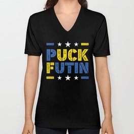 Puck Futin Fuck Putin Ukrainian War V Neck T Shirt
