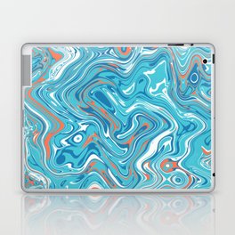 Blue, Orange and White Liquid Swirl Laptop Skin