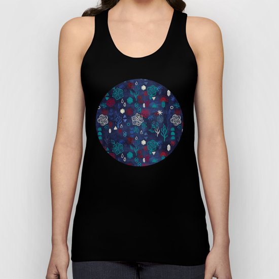 Elements - a watercolor pattern in red, cream & navy blue Unisex Tank Top