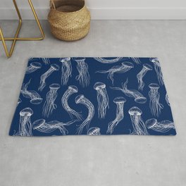 Jellyfish Print - Navy Rug