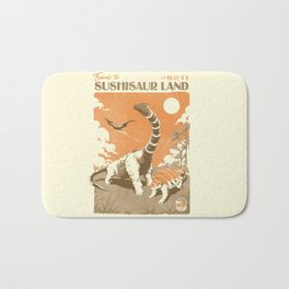 Sushisaur Land Bath Mat | Sushi, Foodie, Japanesefood, Graphicdesign, Dinosaur, Dino, Anime, Japan, Cinema, Manga 