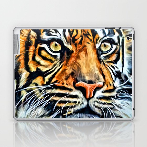 Tiger Head Digital Oil Painting Laptop & iPad Skin