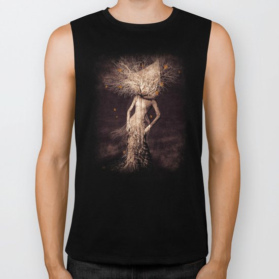 Dark portrait in autumn (colour option) Biker Tank