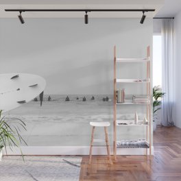 Catch a Wave - Abstract Surf Board photography - Black and White Surfer - Ocean Sea Travel photo Wall Mural