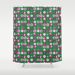 Pink & Green Floral Shower Curtain