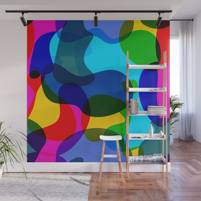 Abstract bright, multicolor pattern with spots. Wall Mural