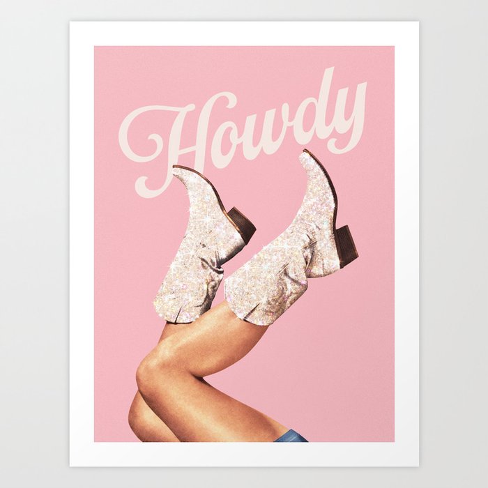 These Boots - Howdy Glitter Pink II Art Print