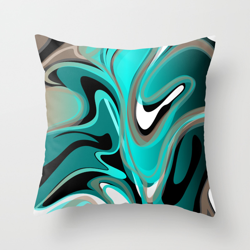 Liquify 2 Brown Turquoise Teal Black White Throw Pillow By Elsysart Society6