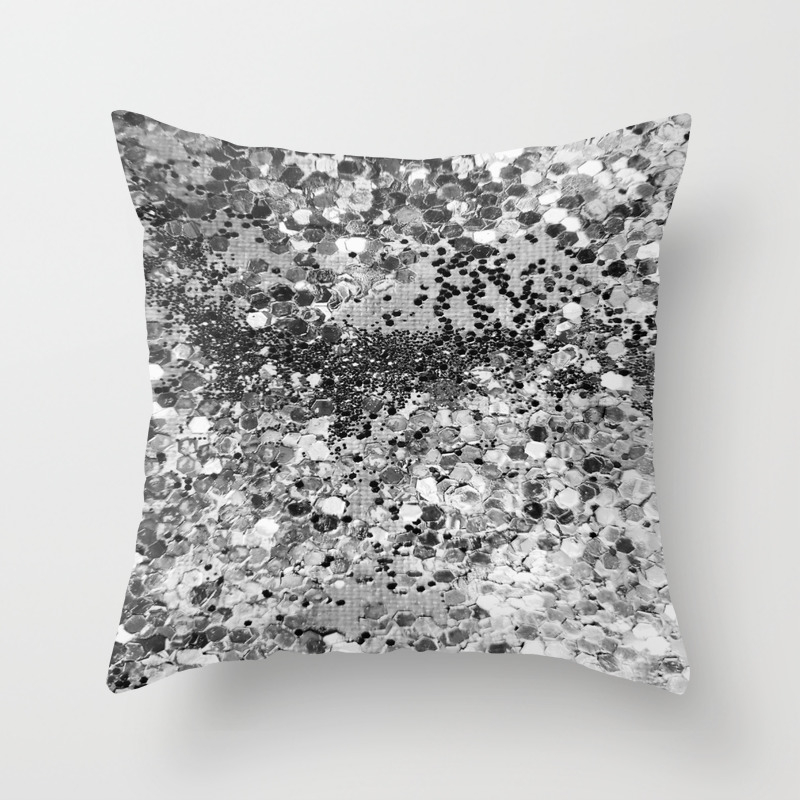 Sparkly Silver Glitter Confetti Throw Pillow By Mrsemilyhopper